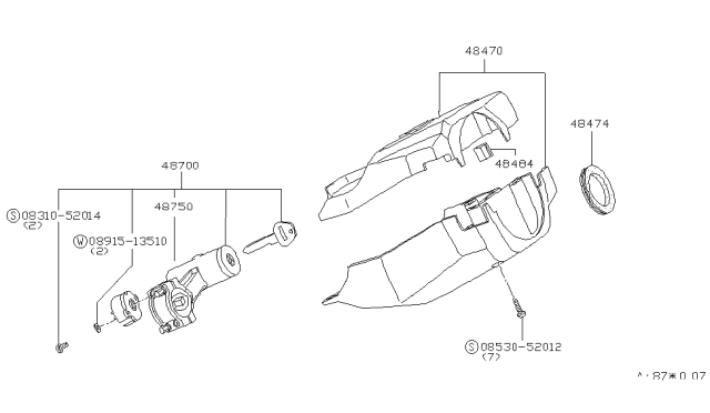 1982 Nissan 200SX Steering ESCUCH-Blu Diagram for 48474-N8502