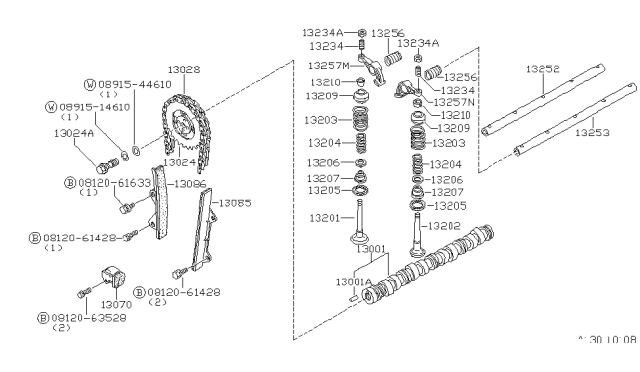 1982 Nissan 200SX Camshaft & Valve Mechanism Diagram 2