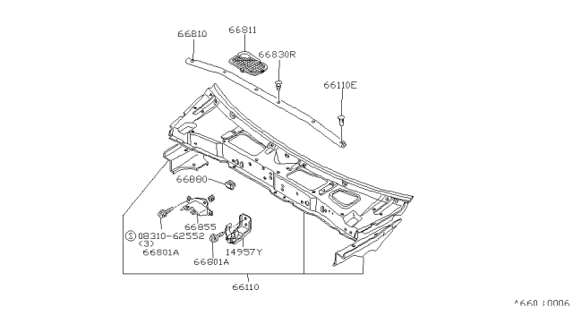 1981 Nissan 200SX Cowl Top & Fitting Diagram 1