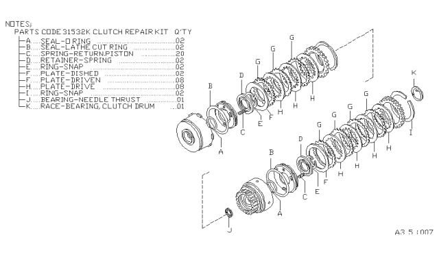 1983 Nissan 200SX Clutch & Band Servo Diagram 2