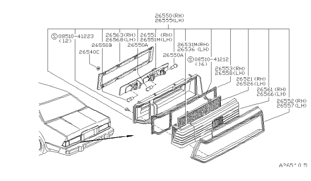 1980 Nissan 200SX Packing Rear RH Diagram for 26554-N8200