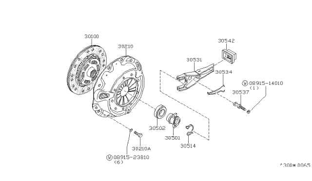 1982 Nissan 200SX Clutch Cover,Disc & Release Parts Diagram