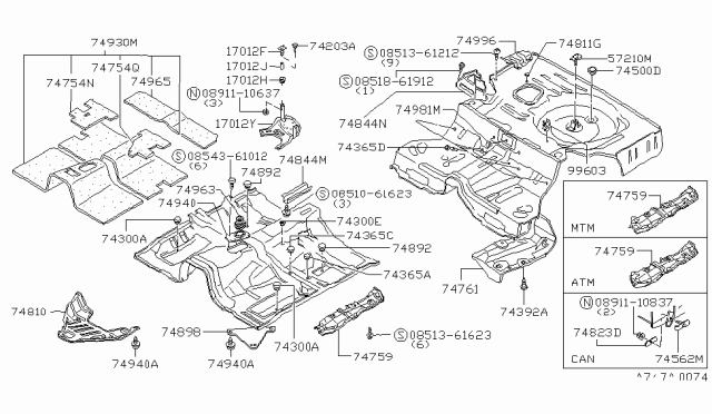 1980 Nissan 200SX Floor Fitting Diagram 2