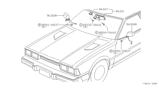 1983 Nissan 200SX Rear View Mirror Diagram 1