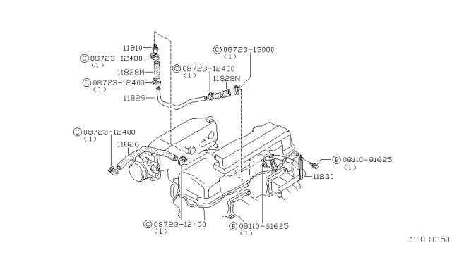 1980 Nissan 200SX Blow-By Gas Hose Diagram for 11828-W7060