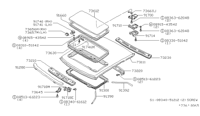 1980 Nissan 200SX Sun Roof Parts Diagram 6