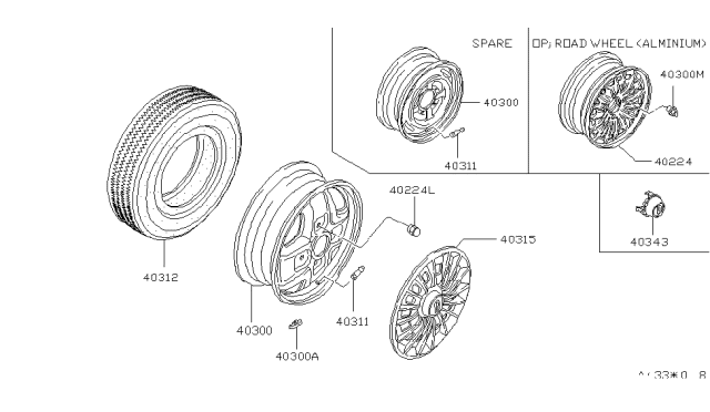 1982 Nissan 200SX Road Wheel & Tire Diagram