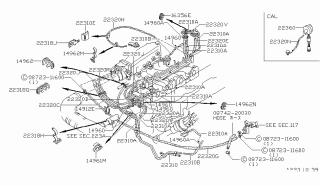 1981 Nissan 200SX Switch Assembly Vacuum Diagram for 22360-D8100