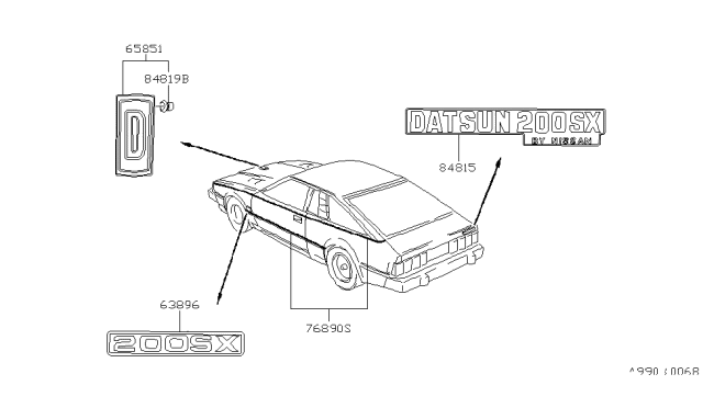 1982 Nissan 200SX Emblem & Name Label Diagram 1