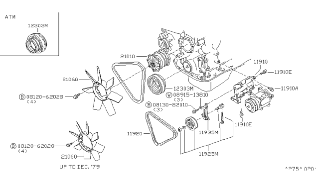 1982 Nissan 200SX Compressor Mounting & Fitting Diagram 1