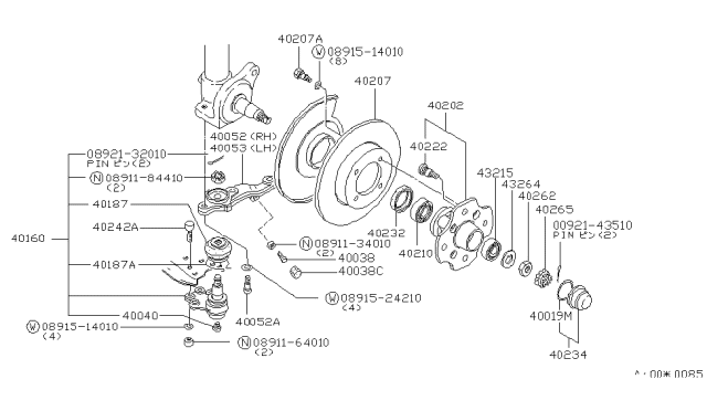 1980 Nissan 200SX Hub-Wheel Front Diagram for 40202-A0155