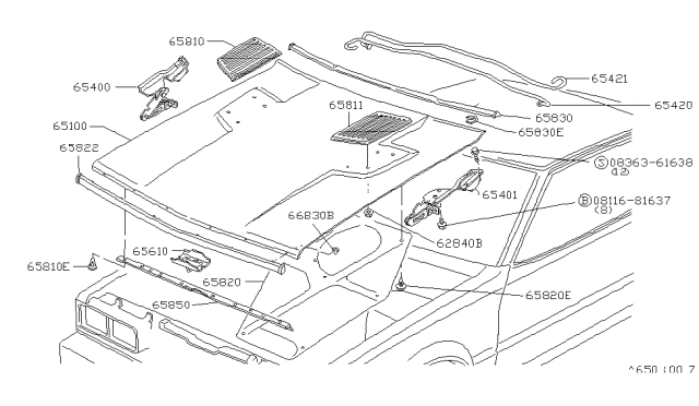 1983 Nissan 200SX Hood Panel,Hinge & Fitting Diagram 2