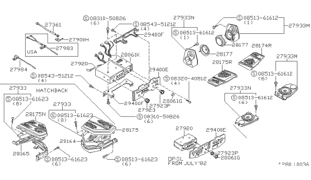 1981 Nissan 200SX Rear Speaker Diagram for 28137-N9400