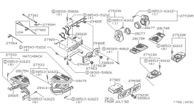 1981 Nissan 200SX Sx Grille Blu 1 Diagram for 28175-N9402