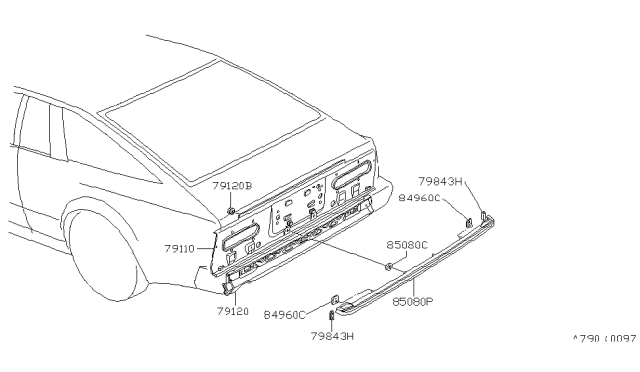 1983 Nissan 200SX Rear,Back Panel & Fitting Diagram 1