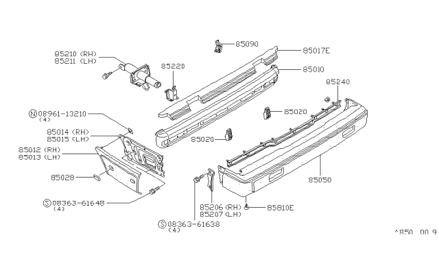 1982 Nissan 200SX Rear Bumper Diagram 2