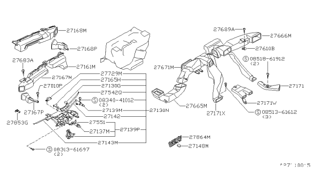 1981 Nissan 200SX Cable Intake Door Diagram for 27540-N8500