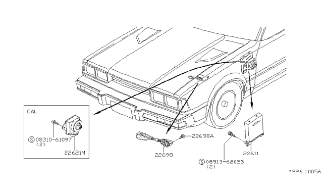 1980 Nissan 200SX Sensor Altitude Diagram for 22612-N8700