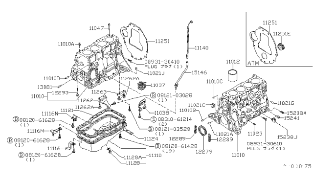 1981 Nissan 200SX Gauge Oil Diagram for 11140-W1301