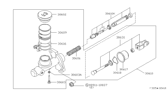 1979 Nissan 200SX Cylinder Master Diagram for 30610-Q2101