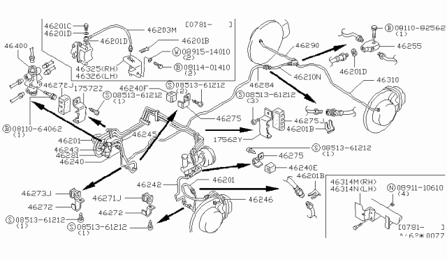 1979 Nissan 200SX Tube Brake RH F Diagram for 46240-N8201