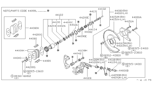 1983 Nissan 200SX Brake Rear LH Diagram for 44010-N9503