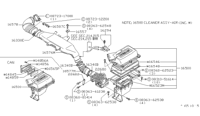 1981 Nissan 200SX Hose Assembly Diagram for 16578-N8560