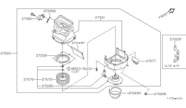 1995 Nissan 200SX Heater & Blower Unit Diagram 1