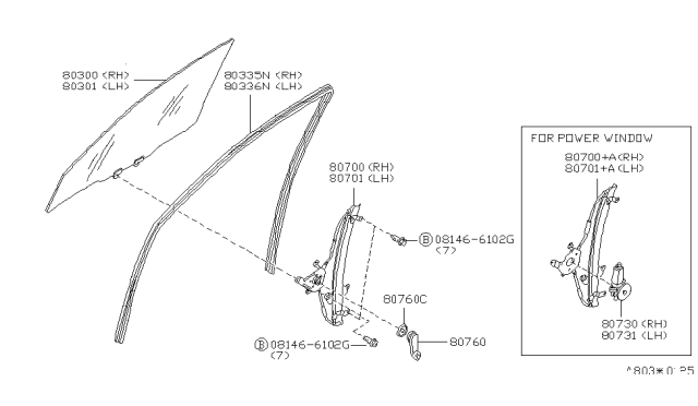 1996 Nissan 200SX Front Door Window & Regulator Diagram