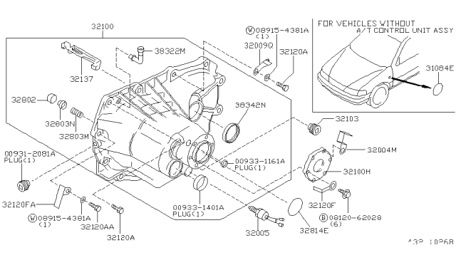 1996 Nissan 200SX Bracket-Clip,Reverse Switch Diagram for 32004-58Y00