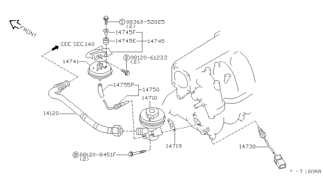 1999 Nissan Sentra EGR Parts Diagram 2