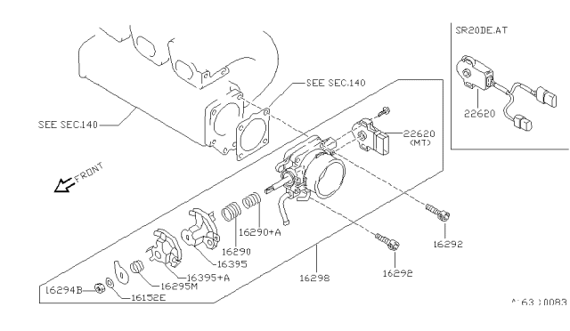 1998 Nissan 200SX Throttle Body Diagram for 16118-4M210