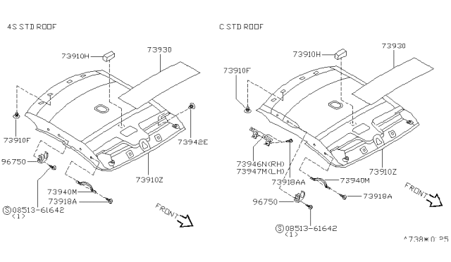 1997 Nissan 200SX Roof Trimming Diagram 1