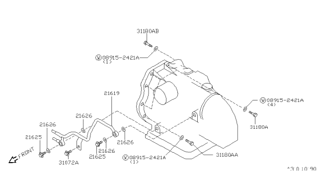 1997 Nissan Sentra Auto Transmission,Transaxle & Fitting Diagram 2