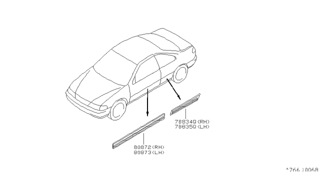 1998 Nissan 200SX MOULDING-Rear Fender,Front Diagram for 78873-8B804