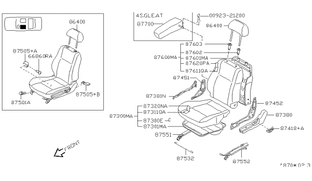 1999 Nissan 200SX Armrest Assembly Diagram for 87750-1M410