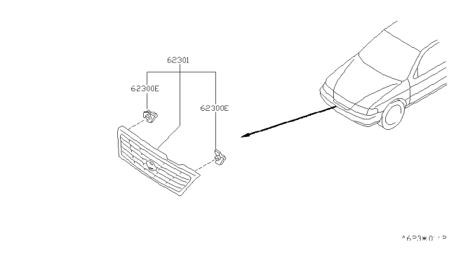 1995 Nissan 200SX Front Grille Diagram