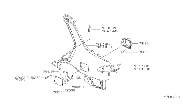 1996 Nissan 200SX Rear Fender & Fitting Diagram 2