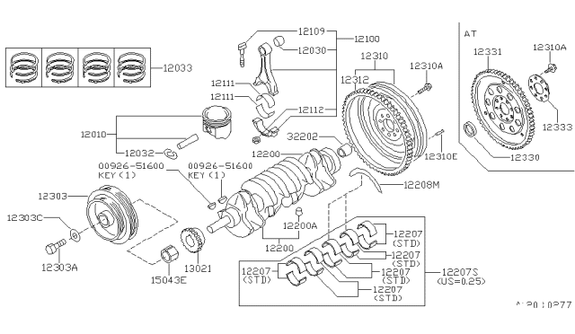 1998 Nissan Sentra Piston,Crankshaft & Flywheel Diagram 2