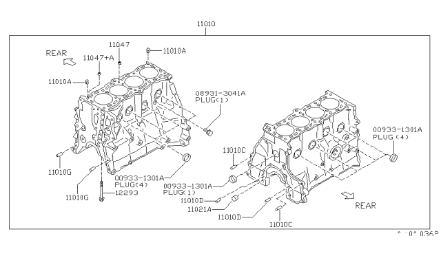 1998 Nissan Sentra Cylinder Block & Oil Pan Diagram 1