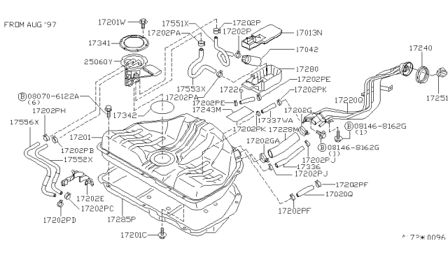 1997 Nissan Sentra Hose-Ventilation Diagram for 17226-4M000