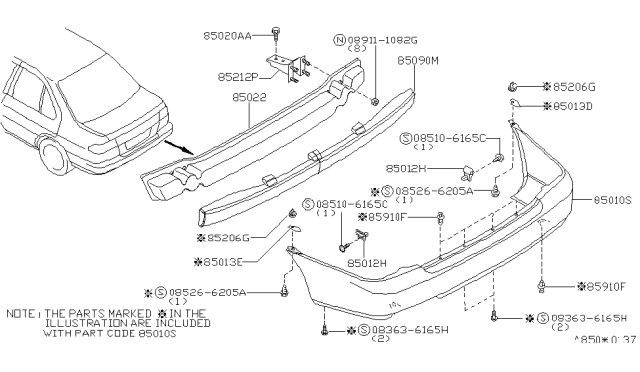 1998 Nissan Sentra Rear Bumper Diagram