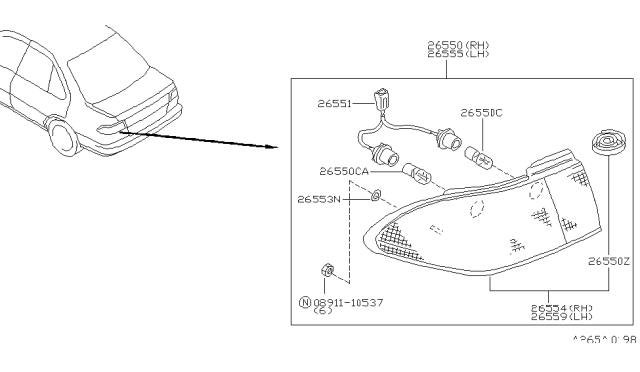 1997 Nissan 200SX Rear Combination Lamp Diagram 3