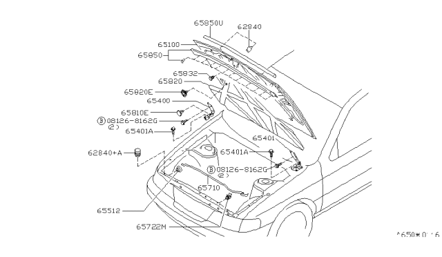 1997 Nissan Sentra Hood Diagram for F5100-1M230