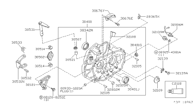 1996 Nissan 200SX Lever-Withdrawal Diagram for 30520-D0103