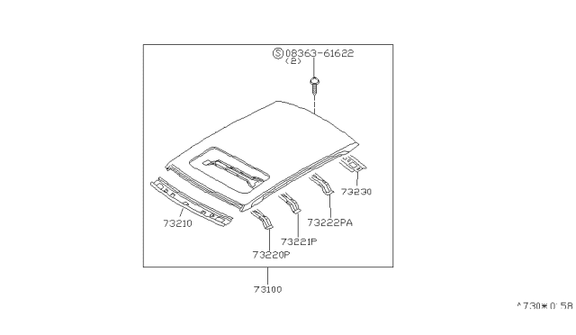 1999 Nissan Sentra Roof Panel & Fitting Diagram 2