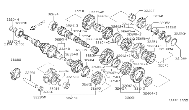 1996 Nissan Sentra Ring MAINSHAFT Diagram for 32348-M8802