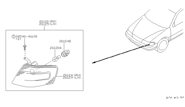 1999 Nissan 200SX Front Combination Lamp Diagram