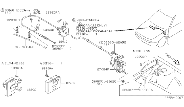 1997 Nissan 200SX Controller Assembly ASCD Diagram for 18930-4B001