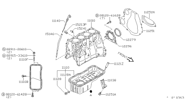 1995 Nissan 200SX Cylinder Block & Oil Pan Diagram 3